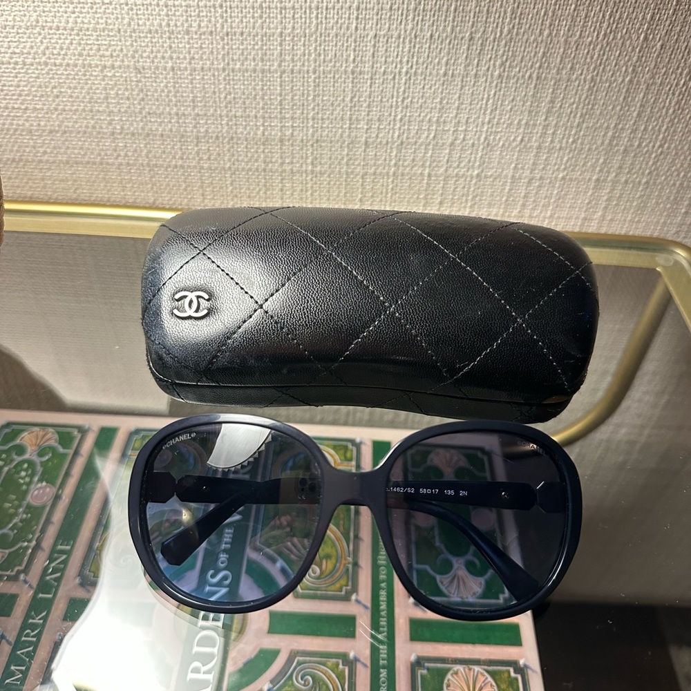 CHANEL Blue Acetate Frame Gradient Tint Oversized Sunglasses